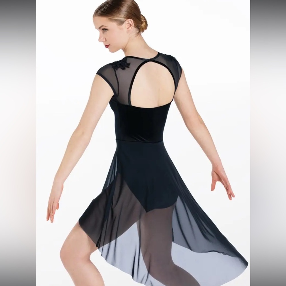 Weissman Elite Velvet Cap Sleeve Mesh Dance Dress Size Intermediate Child IC NEW - Picture 3 of 9